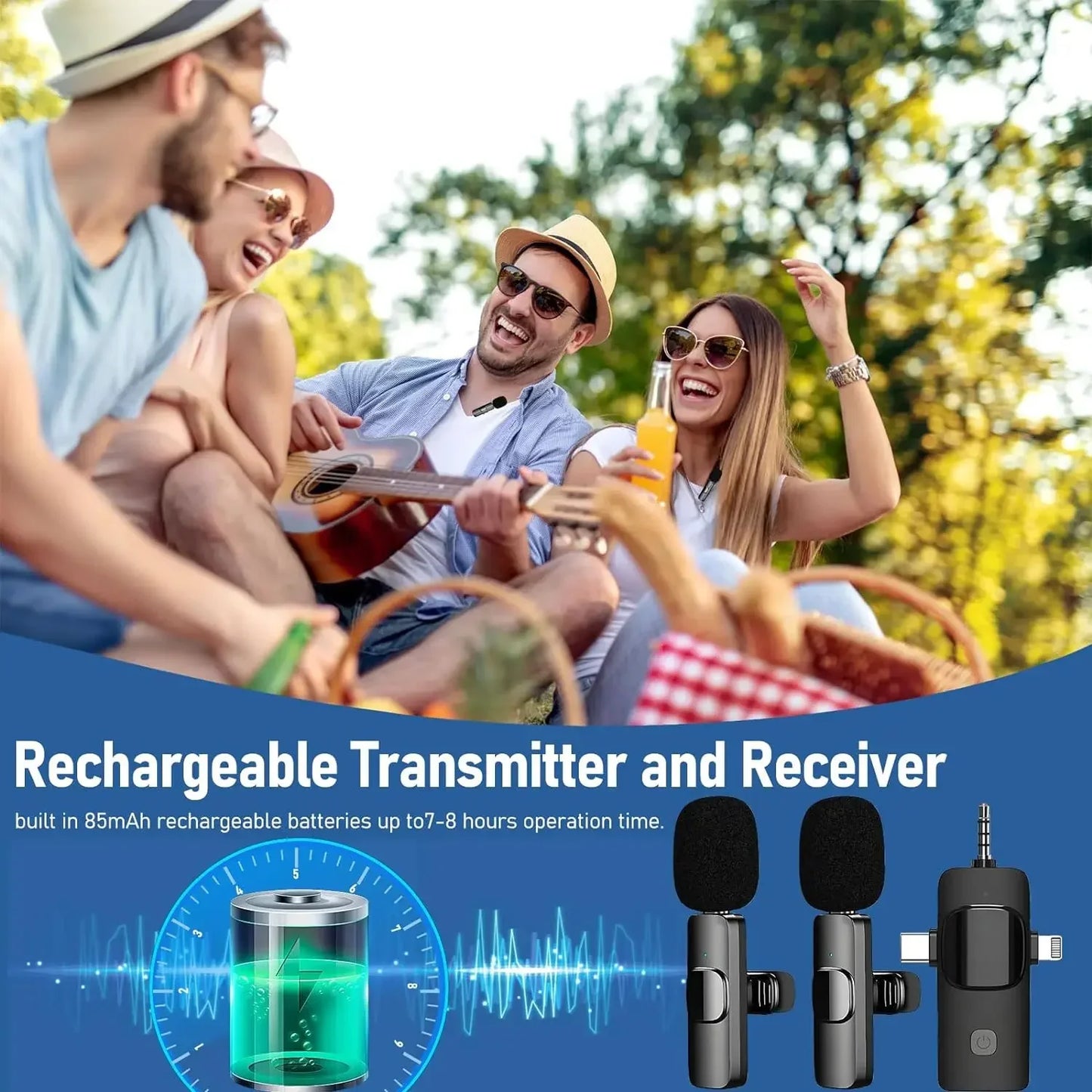 GAMINJA Plug And Play Noise Reduction Wireless Lavalier Microphone For