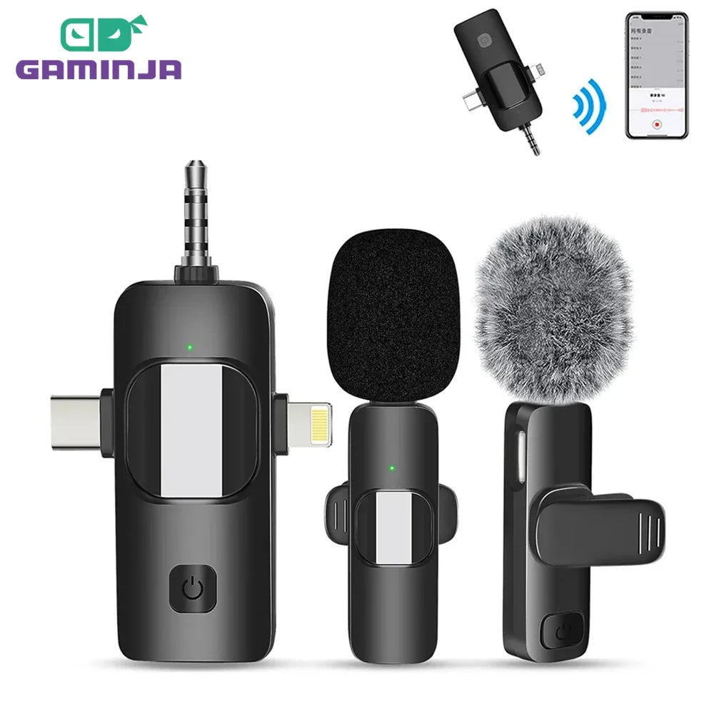 GAMINJA Plug And Play Noise Reduction Wireless Lavalier Microphone For