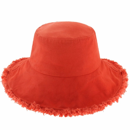 Wide Brim Frayed Bucket Hat